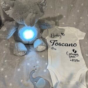 White Baby Onesie Announcement with Black Print Newborn 0-3 months
